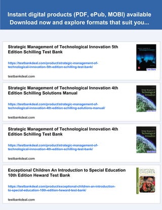 Strategic Management of Technological Innovation 5th Edition Schilling ...