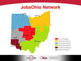 The Way to Reform Create JobsOhio Creating a winning strategy, being proactive to land more investment and jobs in Ohio   Provide Sustainable FundingReliable, ongoing revenue stream for economic development, along with private sector support  Equip it with the best Talent, Tools, & ProcessesTop talent and an economic development toolbox that’s more competitive and wins more deals    