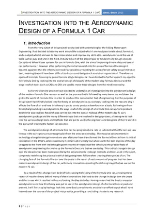 INVESTIGATION INTO THE AERODYNAMIC DESIGN OF A FORMULA ONE CAR | DOCX