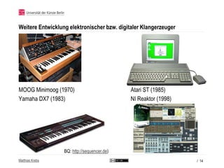 Weitere Entwicklung elektronischer bzw. digitaler Klangerzeuger




MOOG Minimoog (1970)                         Atari ST ...