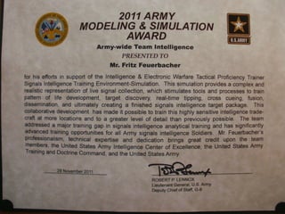 2011 Army Modeling and Simulation Award