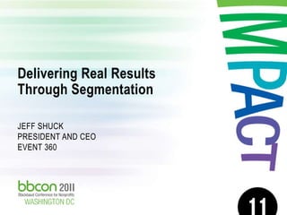 Delivering Real Results Through Segmentation Jeff shuckpresident AND CEOevent 360 