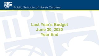 Last Year's Budget
June 30, 2020
Year End
 