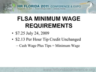 LAWS GOVERNING COMPENSATIONDavis-Bacon Act, 1931Copeland "Anti-Kickback" Act, 1934Walsh-Healey Act, 1936Fair Labor Standards Act (FLSA), 1938Equal Pay (EPA), 1963