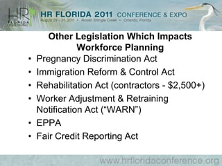 Health Insurance Portability &Accountability Act (HIPAA)Limits Exclusion for Preexisting ConditionsEnsures Availability of CoverageGuarantees RenewabilityAllows Employees to Change Jobs Without    Concern of Losing CoverageRestricts "Actively at Work" Requirements to    Health Plan EligibilityEstablished Anti-discrimination Rules for    Plan Participants