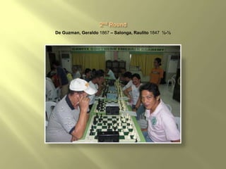 De Guzman, Geraldo 1867 – Salonga, Raulito 1847 ½-½
 