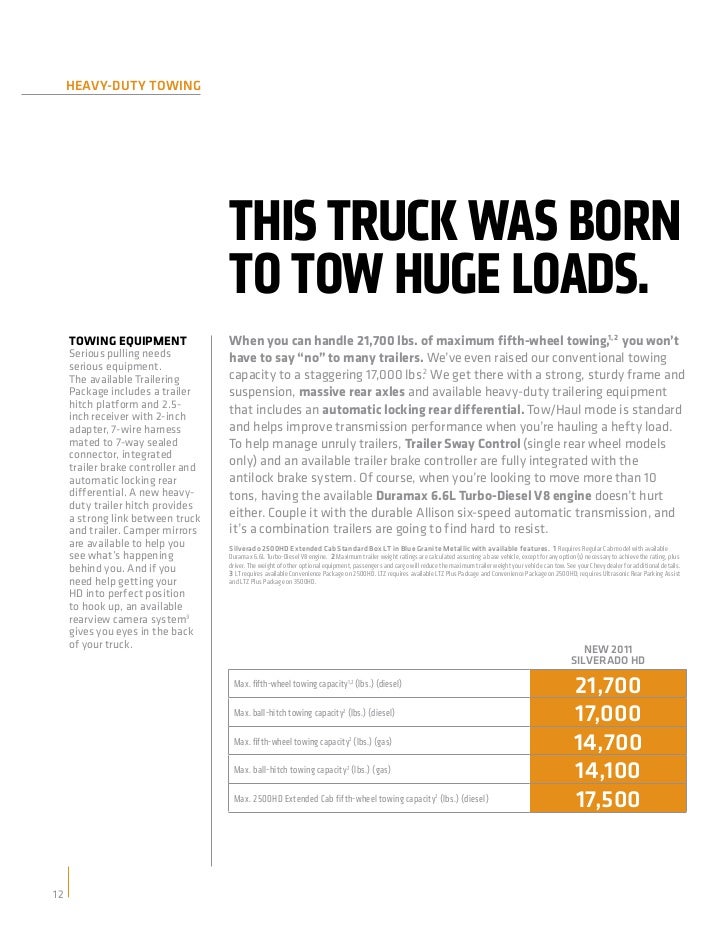 2011 Chevy Truck Towing Capacity Chart
