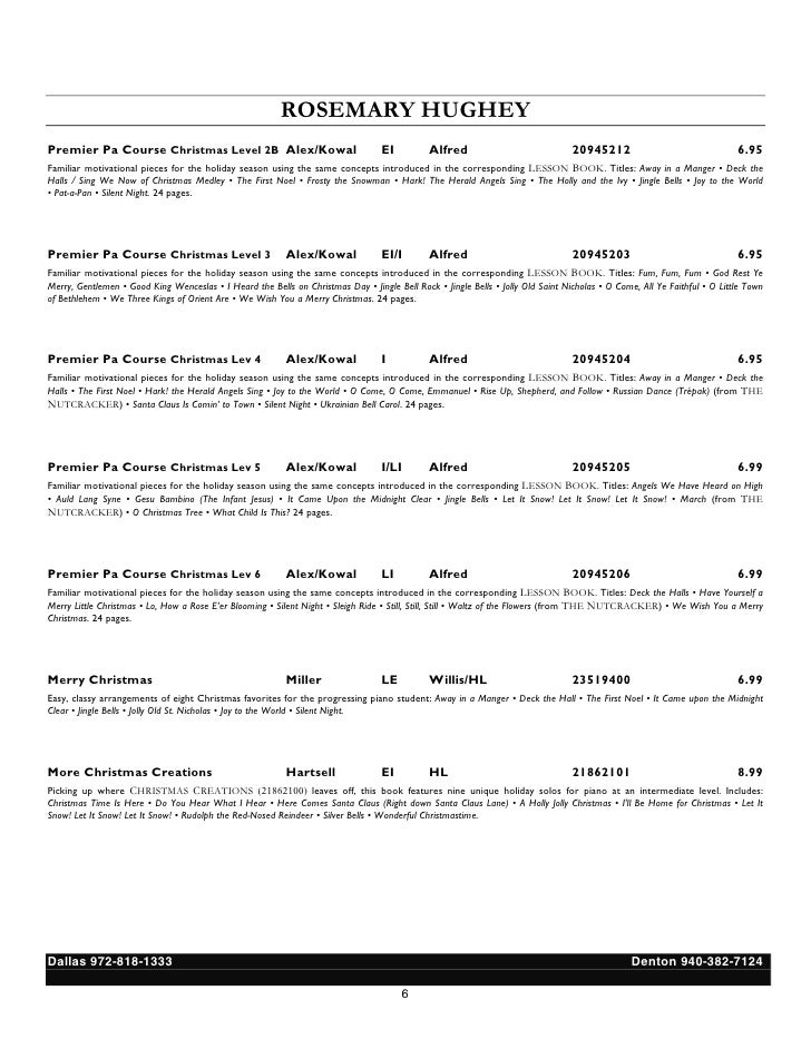Christmas Piano Sheet Music Reading Session Handout 2011 - 