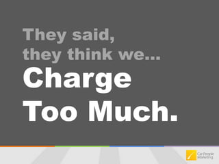 They said, they think we…Charge Too Much.