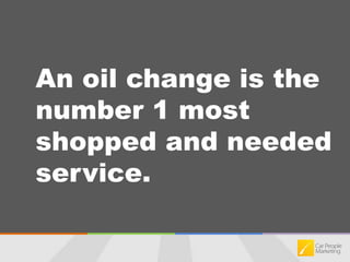 An oil change is the number 1 most shopped and needed service.