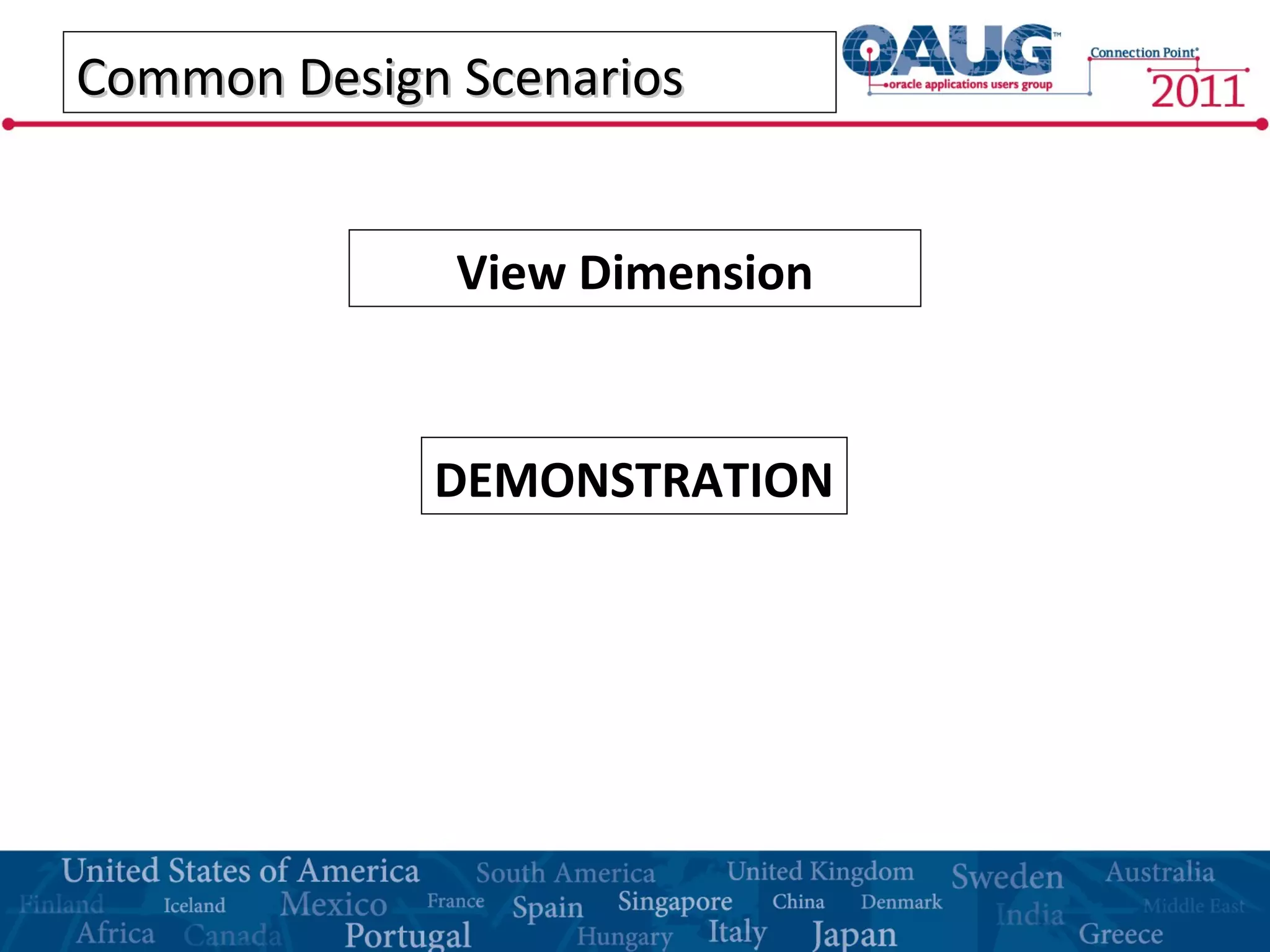 Common Design ScenariosCommon Design Scenarios
View Dimension
DEMONSTRATION
 