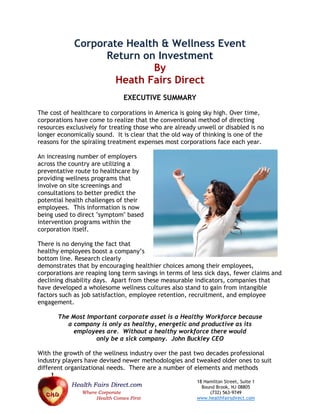 2011 corporate wellness program roi report | PDF