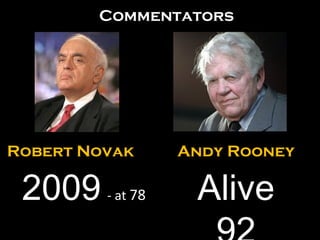 Andy Rooney 2009   - at  78 Robert Novak Alive 92 Commentators 