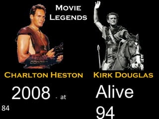 2008  -   at  84 Charlton Heston Kirk Douglas Alive 94 Movie Legends 