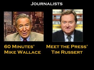60 Minutes’ Mike Wallace Meet the Press’ Tim Russert Journalists 