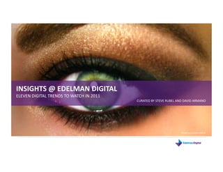 INSIGHTS @ EDELMAN DIGITAL 
ELEVEN DIGITAL TRENDS TO WATCH IN 2011  
                                           CURATED BY STEVE RUBEL AND DAVID ARMANO 




                                                                    Photo by pumpkincat210 
 