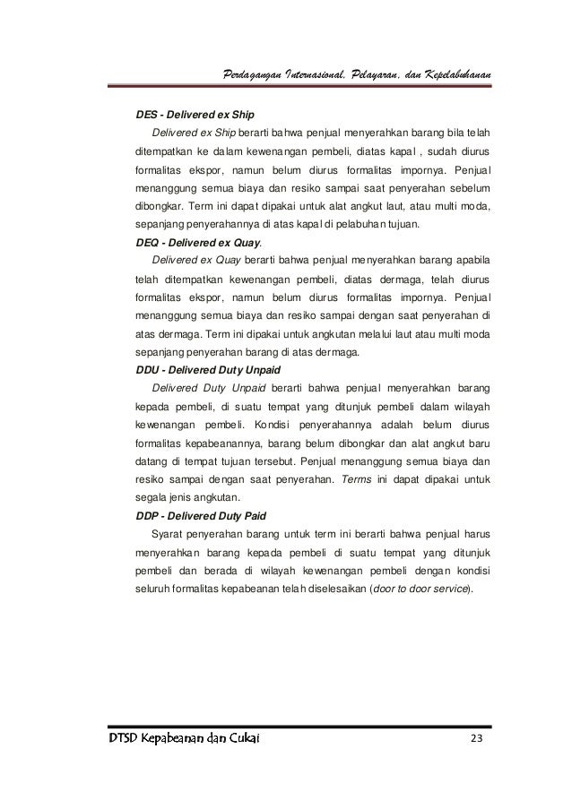 Untuk perdagangan ex
