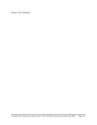 Source: CIA: Factbook.)




Foundation for Democratic Advancement | 2011 FDA Electoral Fairness Audit of the DRC   Page | 42
 