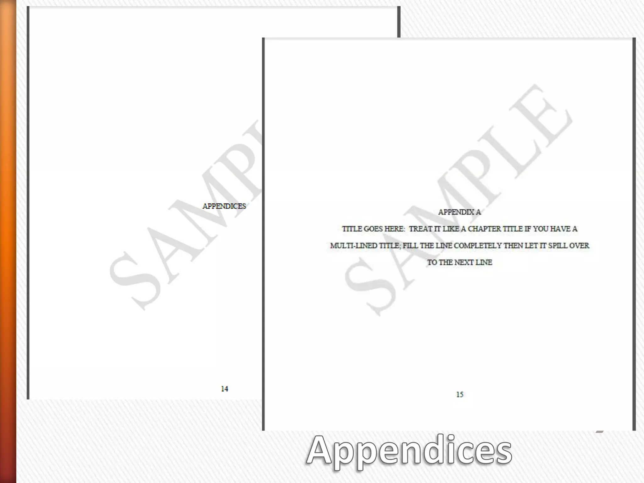 List of Tables, then List of Figures, and so on—lowercase Roman numerals; 2 inch top margin for first page of each