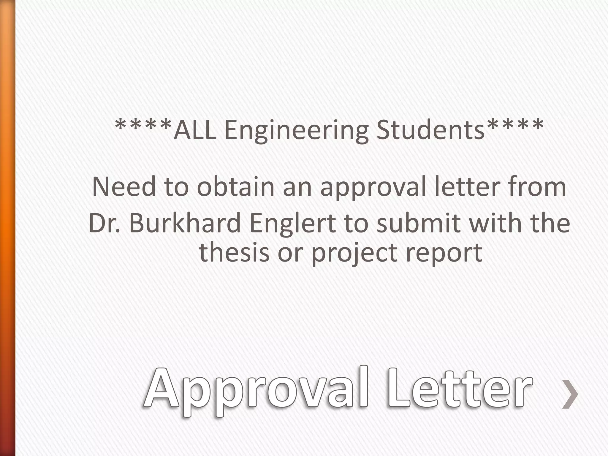 Check over your preliminary pages carefully. Refer to the University Guidelines Manual or check out the mini-manuscript online for visual examples of formatting for your title page (page 7 of the pdf) and signature page (page 10 of the pdf)