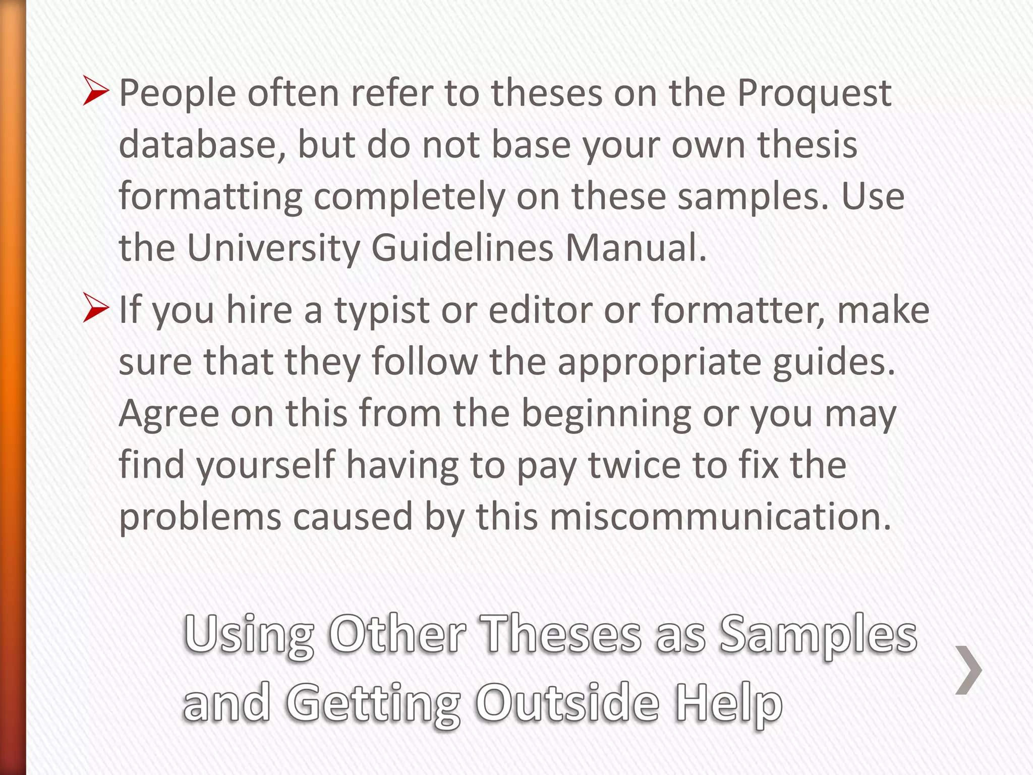 The title of your manuscript on the abstract, title page, and signature page must match exactly in wording and line breaks and be formatted in an inverted pyramid (longest line first) 