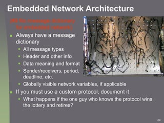 29
Embedded Network Architecture
(#9 No message dictionary
for embedded network)
 Always have a message
dictionary
 All ...