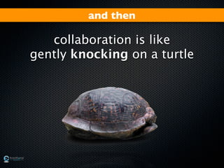 and then

   collaboration is like
gently knocking on a turtle




                          ©2011
 