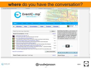 where do you have the conversation?




            @ruudwjanssen       ©2011

                  52
 