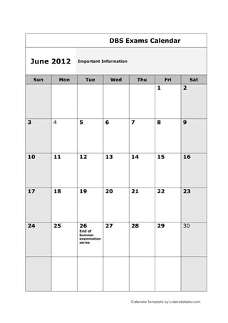 2011 GCSE Exams Calendar