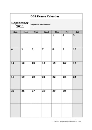 2011 GCSE Exams Calendar