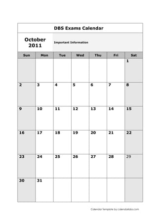 2011 GCSE Exams Calendar