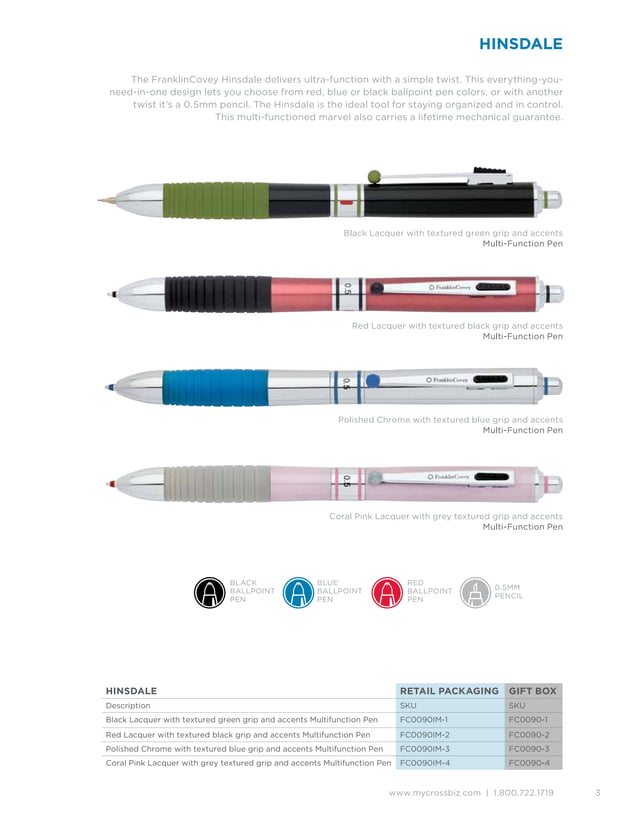 Franklin Covey Writing Instruments 2011/2012 Retail Catalog PDF