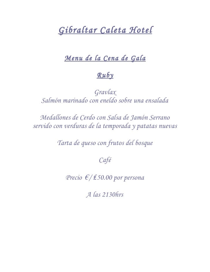 Menu de la Cena de 2011 gala spanish