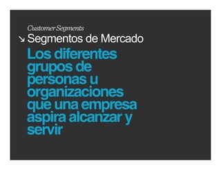 Customer Segments
Segmentos de Mercado
Los diferentes
grupos de
personas u
organizaciones
que una empresa
aspira alcanzar y
servir
                       www.cedim.edu.mx
 