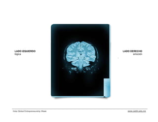 LADO IZQUIERDO                     LADO DERECHO
 lógica                                    emoción




Hola Global Entrepreneurship Week      www.cedim.edu.mx
 