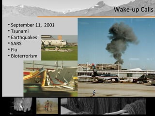 Wake-up Calls September 11,  2001 Tsunami Earthquakes SARS Flu Bioterrorism 