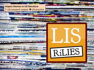 Impact themes in LIS literature
Impact themes in LIS literature
7. LIS research output  LIS practice
7. LIS research output  LIS practice
 
