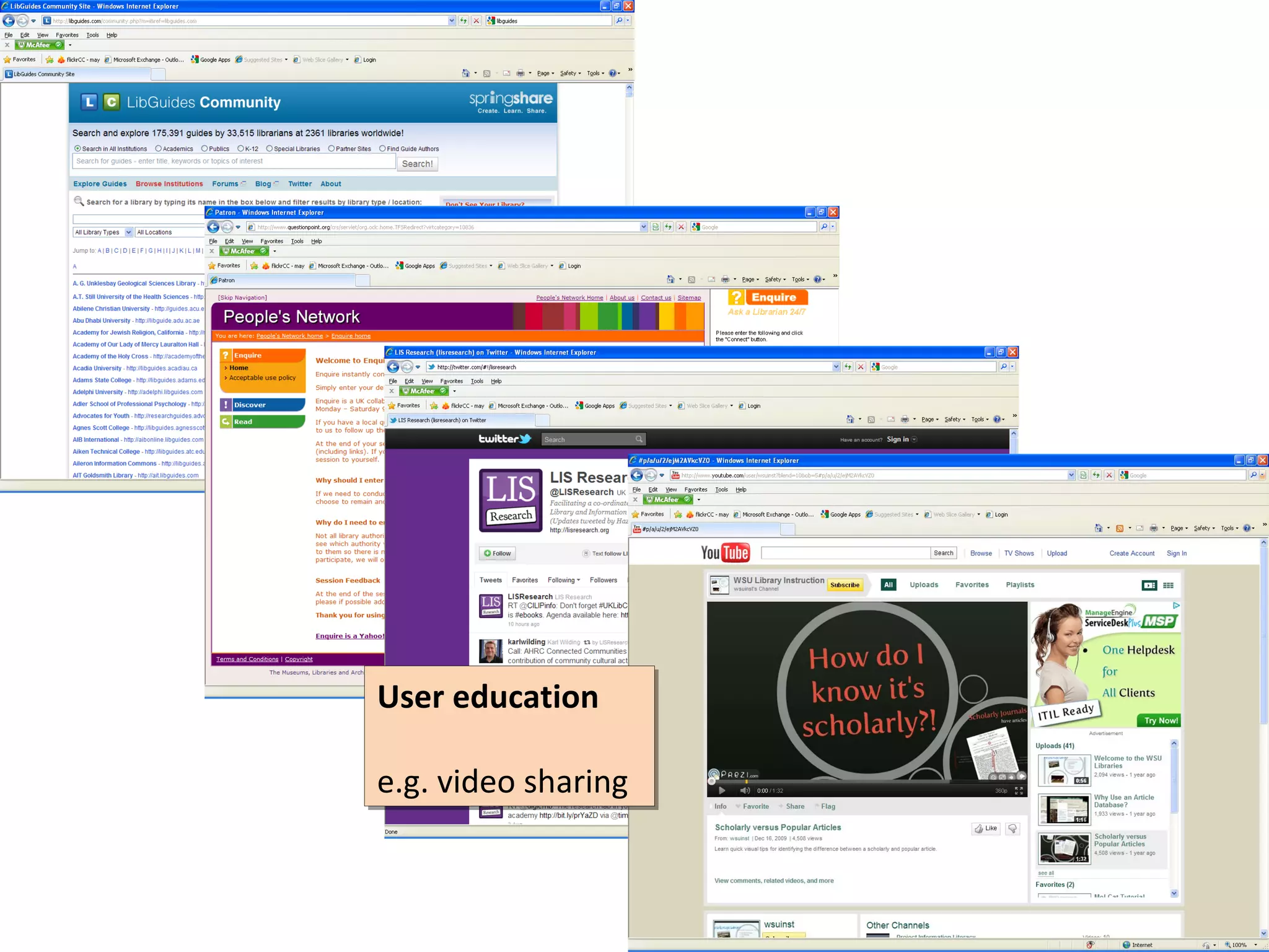 User education
User education

e.g. video sharing
e.g. video sharing
 