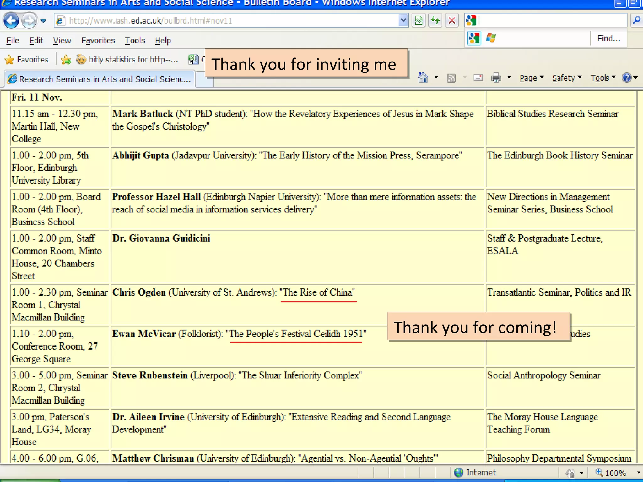 Thank you for inviting me
Thank you for inviting me




                        Thank you for coming!
                        Thank you for coming!
 