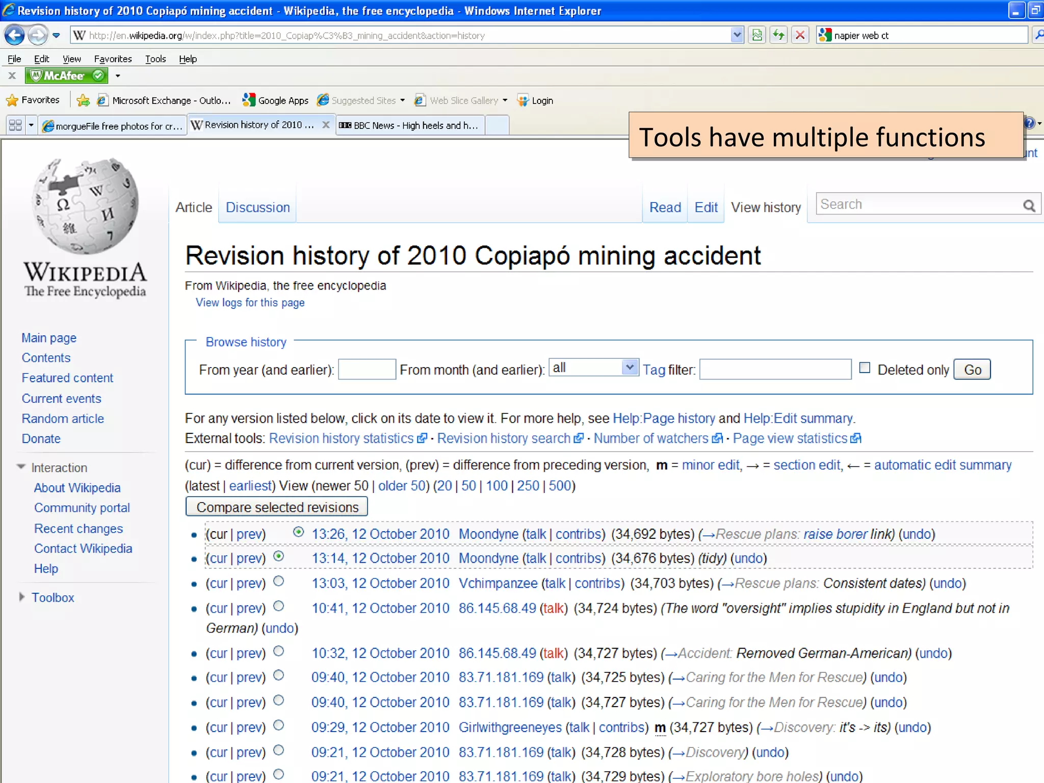 Tools have multiple functions
Tools have multiple functions
 