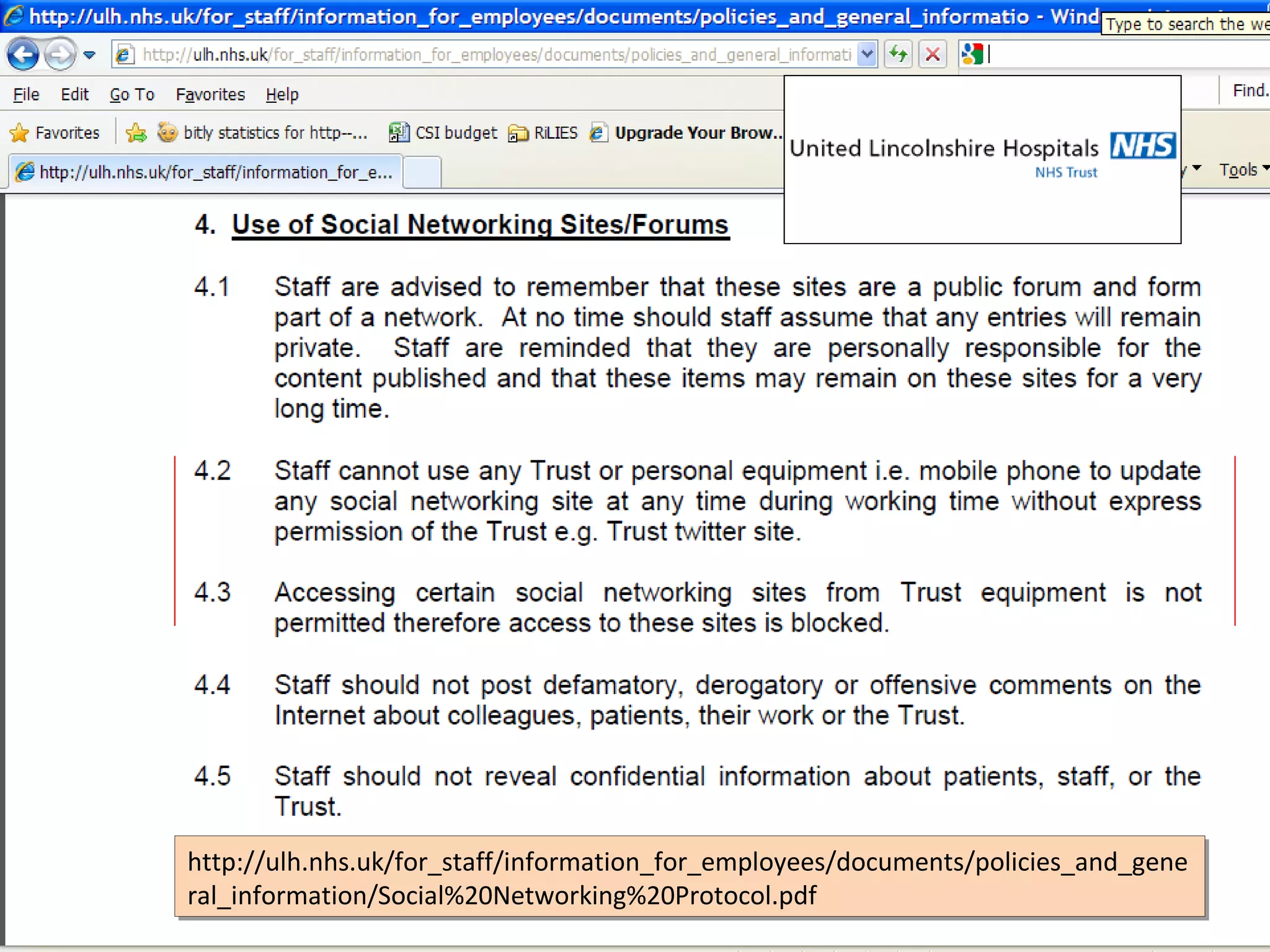http://ulh.nhs.uk/for_staff/information_for_employees/documents/policies_and_gene
http://ulh.nhs.uk/for_staff/information_for_employees/documents/policies_and_gene
ral_information/Social%20Networking%20Protocol.pdf
ral_information/Social%20Networking%20Protocol.pdf
 
