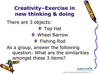 Creativity & Risk Taking are the fundamental competencies needed by individuals and organizations to create the accelerated change and directional shifts necessary for growth and renewal.Richard Byrd, Ph.D.
