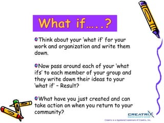 What if….?You had 7 fingersEach day for 30 min gravity ceased to existDiscuss & write down your ideas in your group