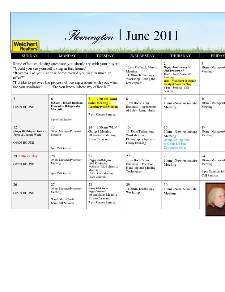 2011 June Flemington Office Calendar