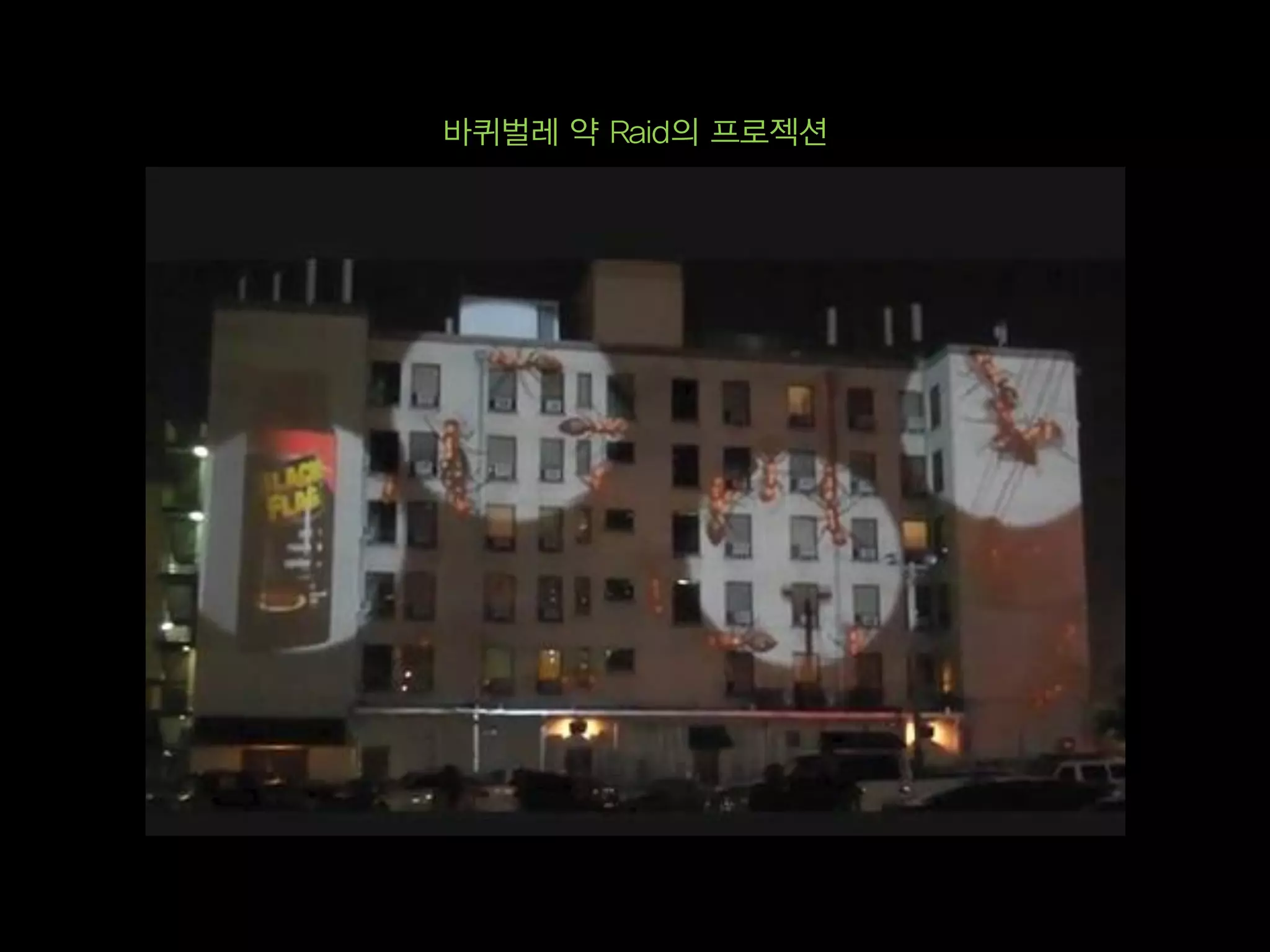 바퀴벌레 약 Raid의 프로젝션
 