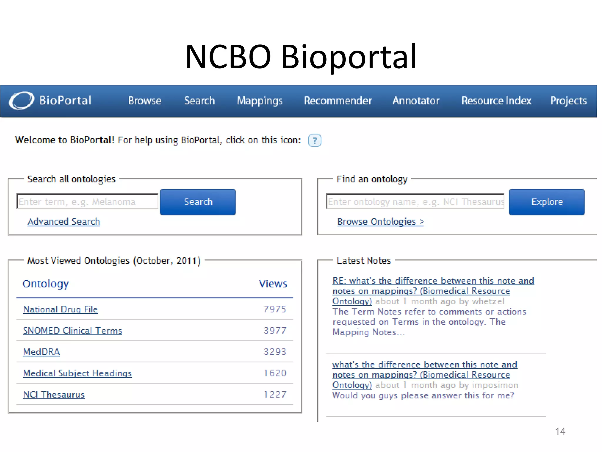 NCBO Bioportal
14
 