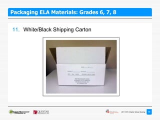 Packaging ELA Materials: Grades 6, 7, 8


11. White/Black Shipping Carton




                                          2011 NYC Charter School Scoring   33
 