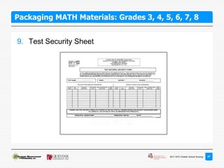 Packaging MATH Materials: Grades 3, 4, 5, 6, 7, 8


9. Test Security Sheet




                                         2011 NYC Charter School Scoring   47
 