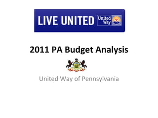 2011 PA Budget Analysis United Way of Pennsylvania 