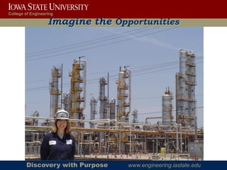 College of Engineering

                   Imagine the Opportunities




        Discovery with Purpose    www.engineering.iastate.edu
 